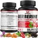 Berberine HCl, 150 Kapseln - Plus Ceylon Cinnamon, Turmeric, Milk Thistle, Artichoke, Black Pepper, Berberine HCI Root Supplements Pillen - Immunsystem