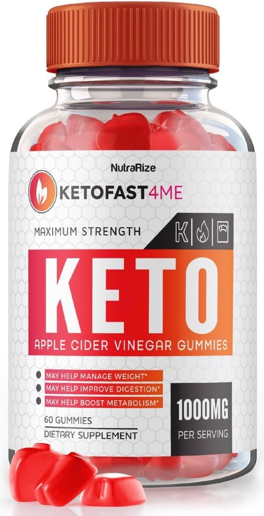 NutraRize KetoFast4ME Keto+ACV Gummies for Advanced Weight Loss, Maximum Strength Supplement, Gomitas Gummy Reviews (60 Gummies)