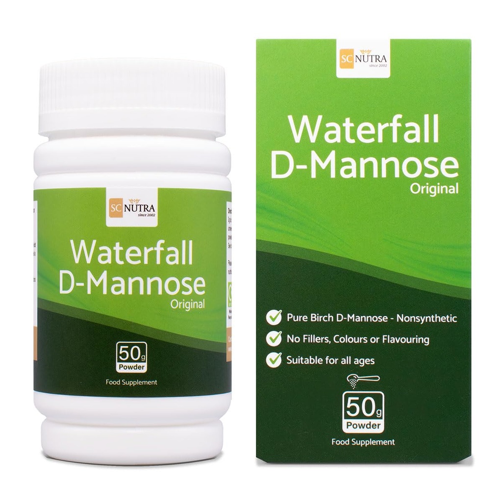 Wasserfall D-Mannose Pulver - 100% reines D-Mannose-Pulver Natürlich aus Birke - kein Blend - frei von Bulking Agent, Füllstoffe & Cranberry - 50g / 1.76oz