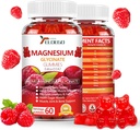 Magnesium Glycinate Gummies 600mg (Magnesium Malate 200mg), Extra K2 & D3, High Absorption Magnesium Supplement for Sleep,Stress Relief, Nerve Support, Raspberry (60 Count)