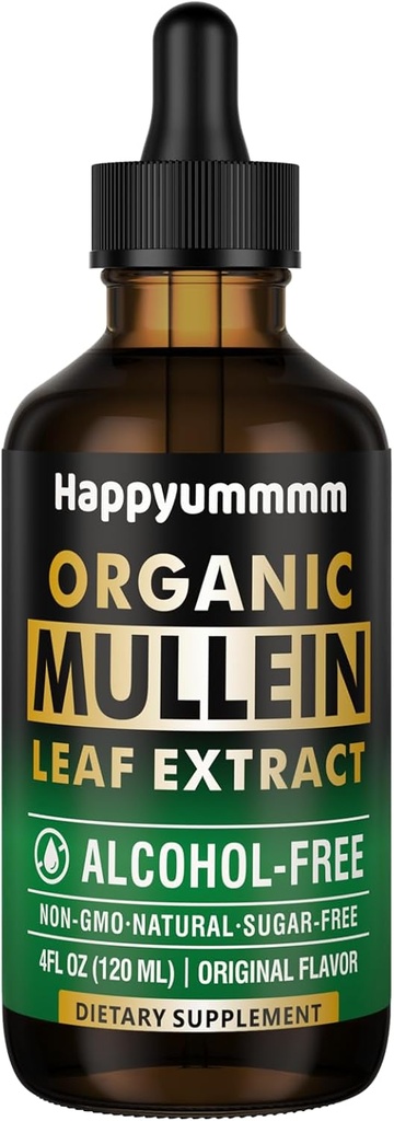 Mullein Tropfen für Lunge Cleanse,Vegan Mullein Blatt Extrakt Tinktur mit Chlorophyll, Support Immune,Respiratory - 4 fl oz (120 ml)