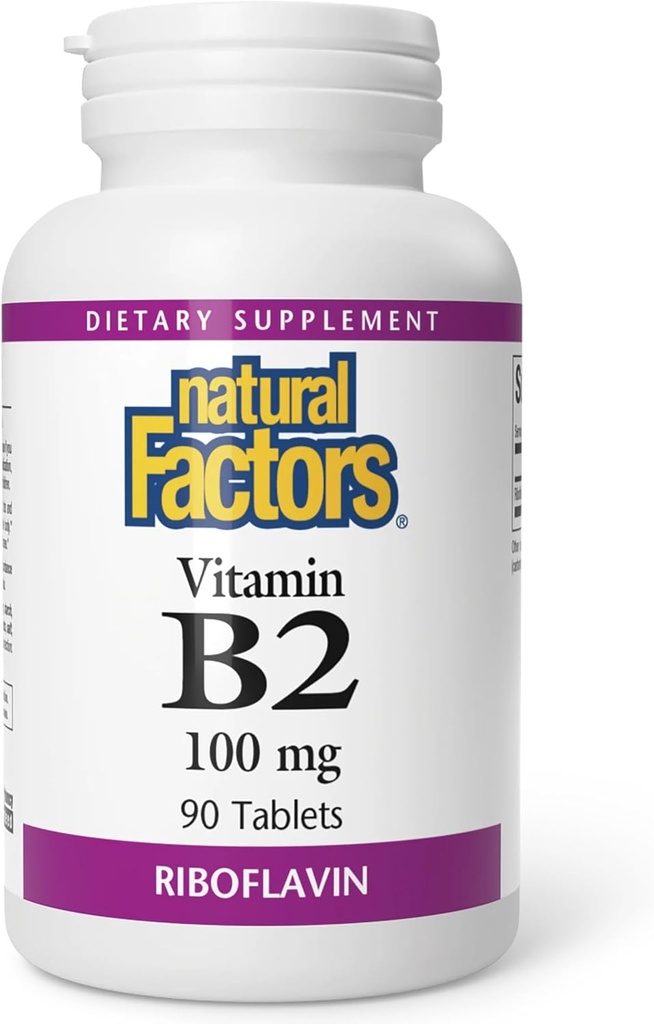 Natürliche Faktoren - Vitamin B2 Riboflavin 100mg, Unterstützung für Energie und normale Stoffwechsel, 90 Tabletten