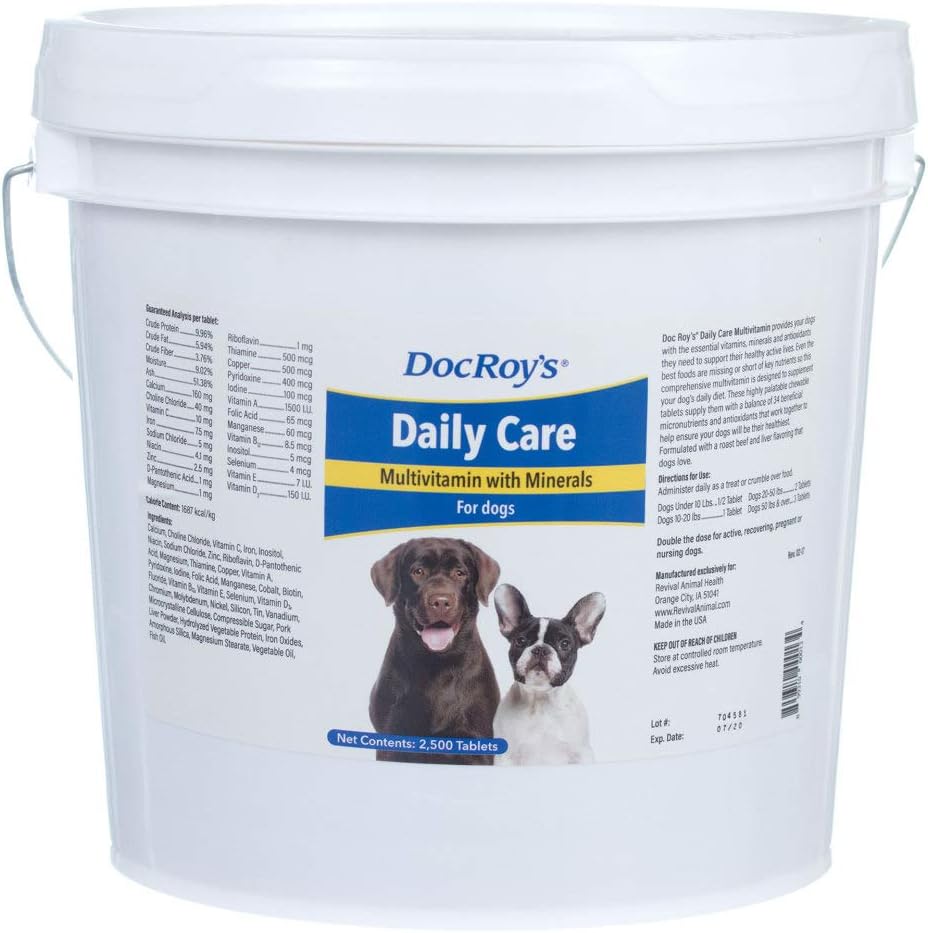 Doc Roy's Daily Care Multivitamin mit Mineralien für Hunde- Canine Daily Health Supplement- 2500 Tabletten