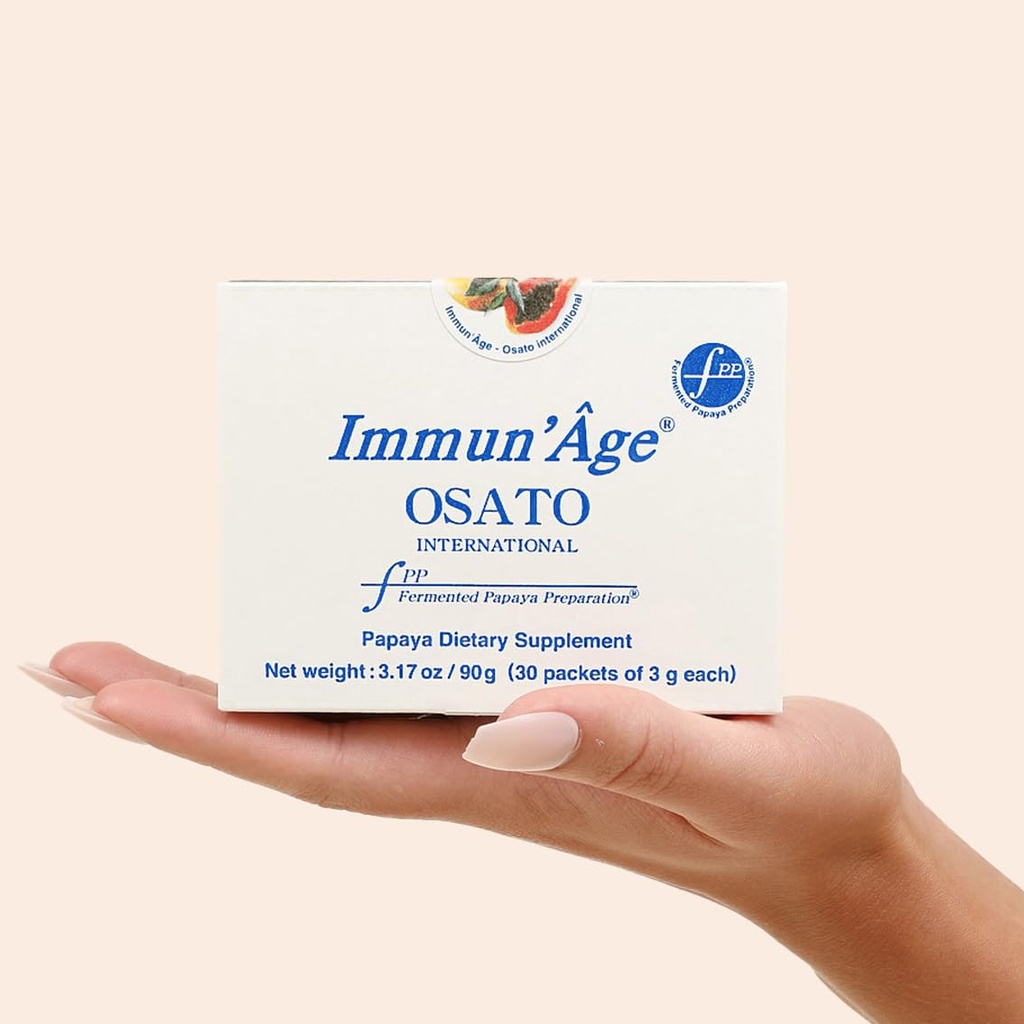 IMMUN'GE - Anti-Aging-Ergänzung - NRF2-Aktivator - Immununterstützung - Antioxidant - Cellular Energy Booster - Haut-Aging-Schutz - 100% Japanisches Fermented Papaya - Pulver - 30 Packungen x 3 Gramm