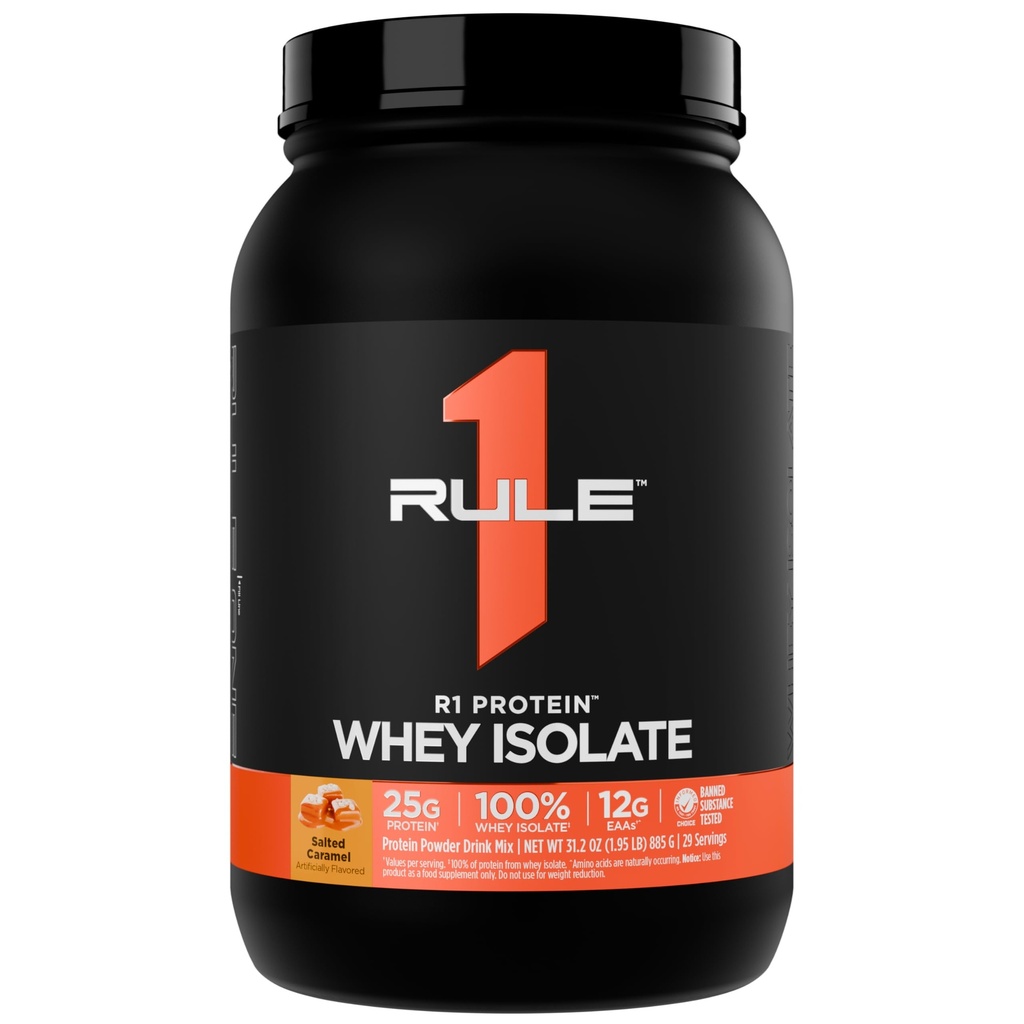 Regel 1 R1 Protein Whey Isolate - mit 25g Protein & 6g BCAA Exklusiv von isolierten & hydrolysierten Quellen für Workout Recovery (2 Pfund*, gesalzener Karmel)