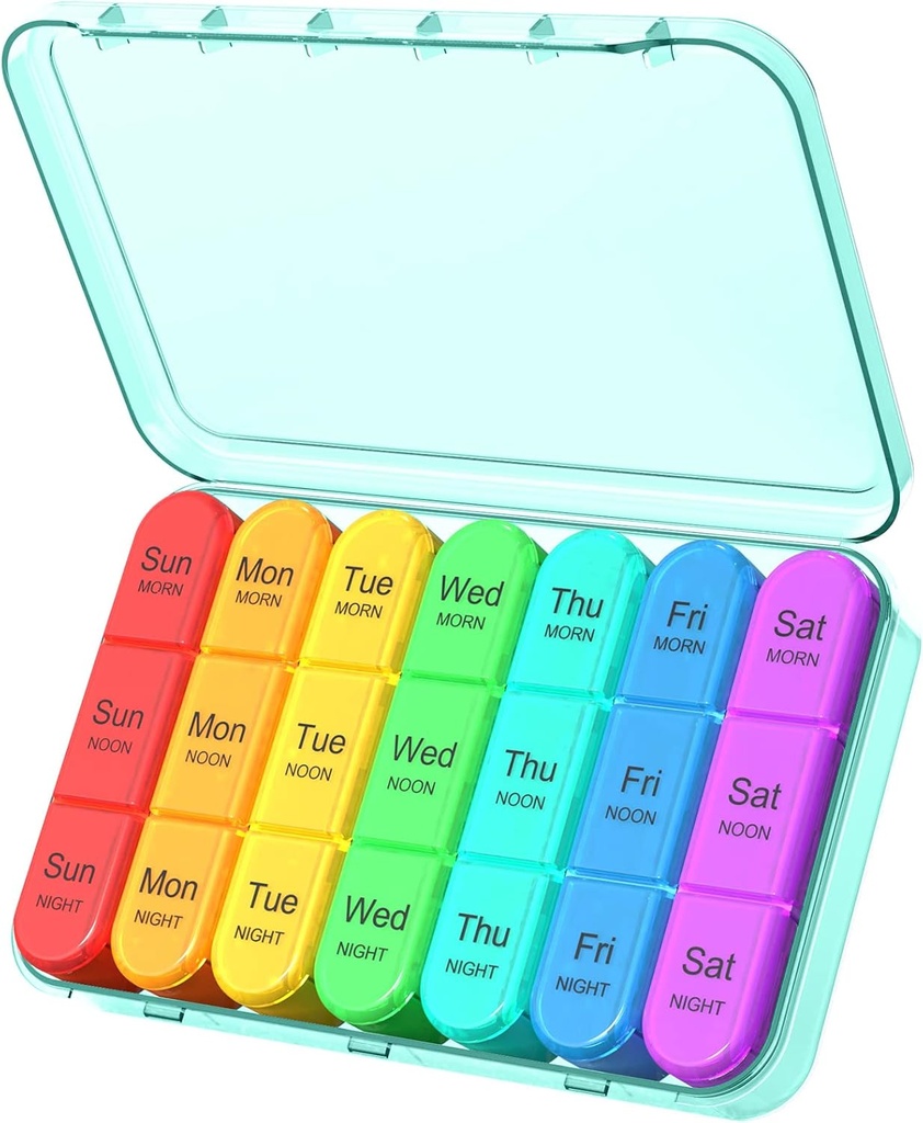 Pill Organizer 3 Mal pro Tag, Wöchentliche Pille Organizer 3x pro Tag, Pille Box 7 Tag, Tägliche Pille Box Organizer, Reisen Container Pillen Fälle Organizer 7 Tage, Medizin Organizer Vitamine und Medikamente zu halten