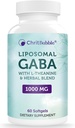 Liposomal GABA ergänzt 1000mg mit L-Theanin 200mg, Hohe Absorption,Ashwagandha,Chamomile,Tart Cherry Kräuterergänzung für Erwachsene,60 Softgels,Non-GMO,Gluten Frei