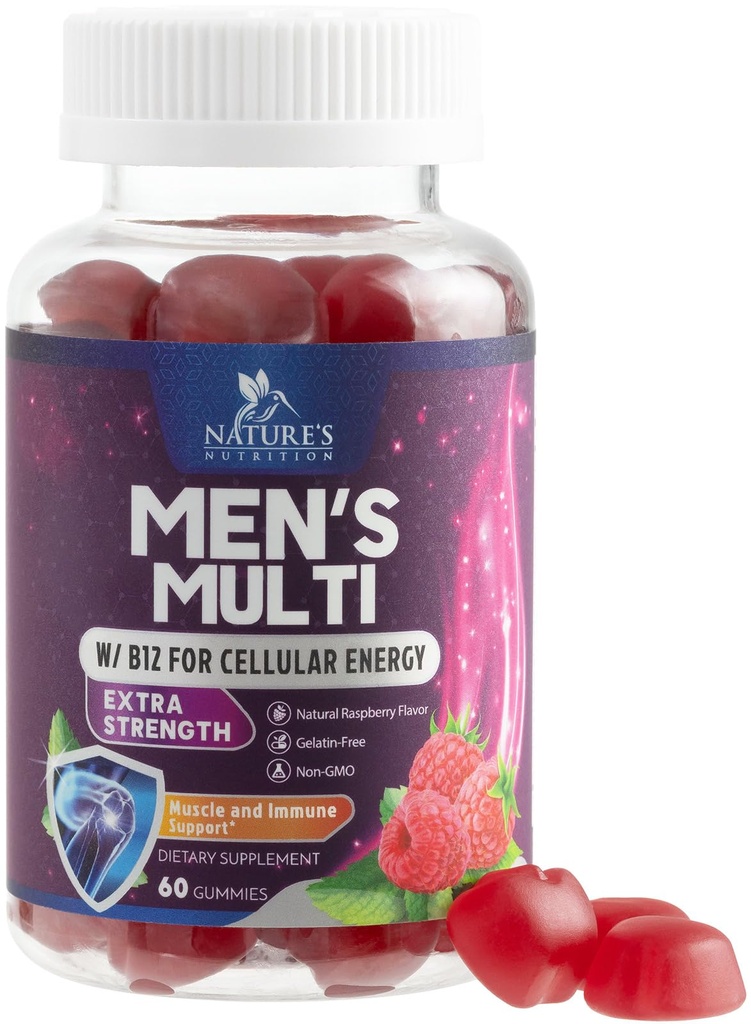 Multivitamin für Männer - Complete Daily Mens Multivitamin Gummis mit Vitamin D, B Vitamine, Zink &amp; Mehr - Energie, Gedächtnis, Fokus &amp; Immune Health Support - 13 Essential Vitamins & Minerals - 60 Kapseln