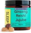 Melatonin freie natürliche Schlafhilfe Gummi für Erwachsene | NO Melatonin | Kräutermischung aus Magnesium aus Jujube & Reishi Pilz - Tiefschlaf-Ergänzung & Entspannung für zzz, 60 Vegan-Gummien