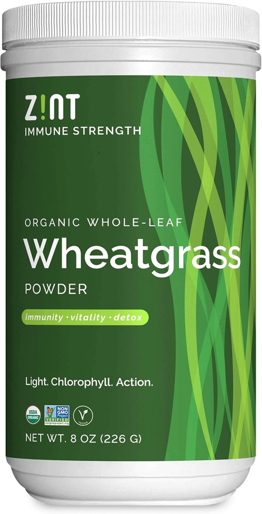Zint Wheatgrass Powder, Organic (8 oz): Leistungsstarke Immununterstützungsergänzung, Ganze Leaf Antioxidante Chlorophyllquelle für Detox, Immunität Booster