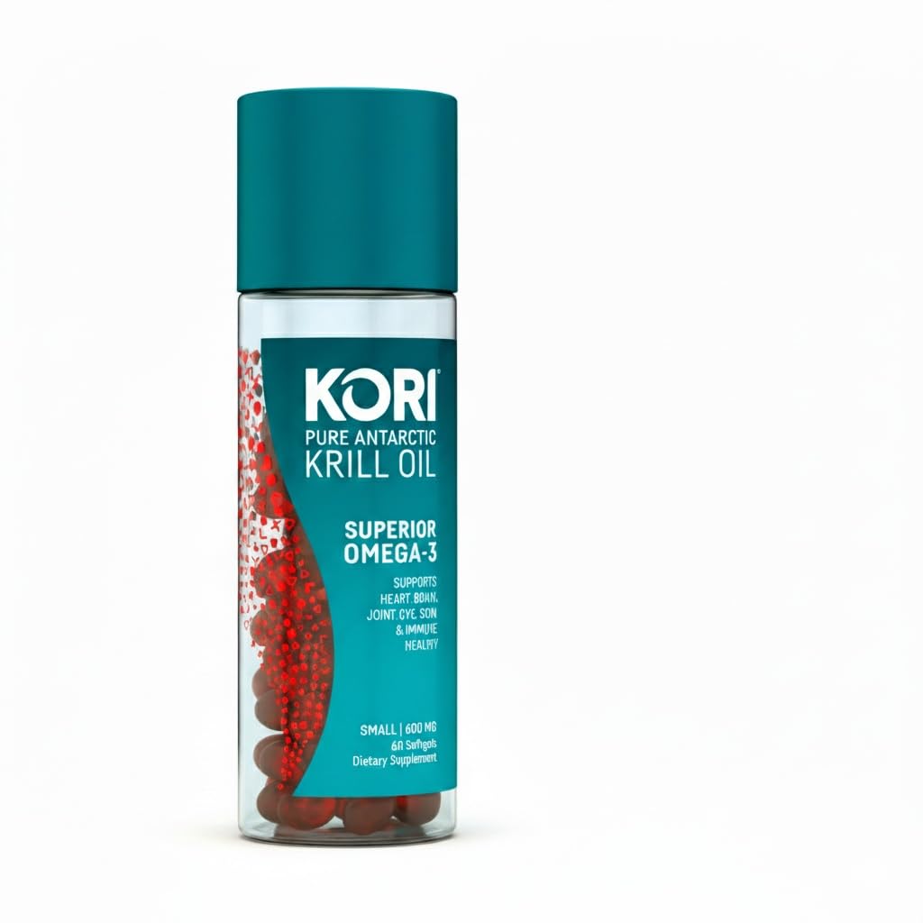 Kori Krill Öl Omega 3 Superior Absorption Öl Supplement, EPA & DHA, 600 mg, 60 Softgels