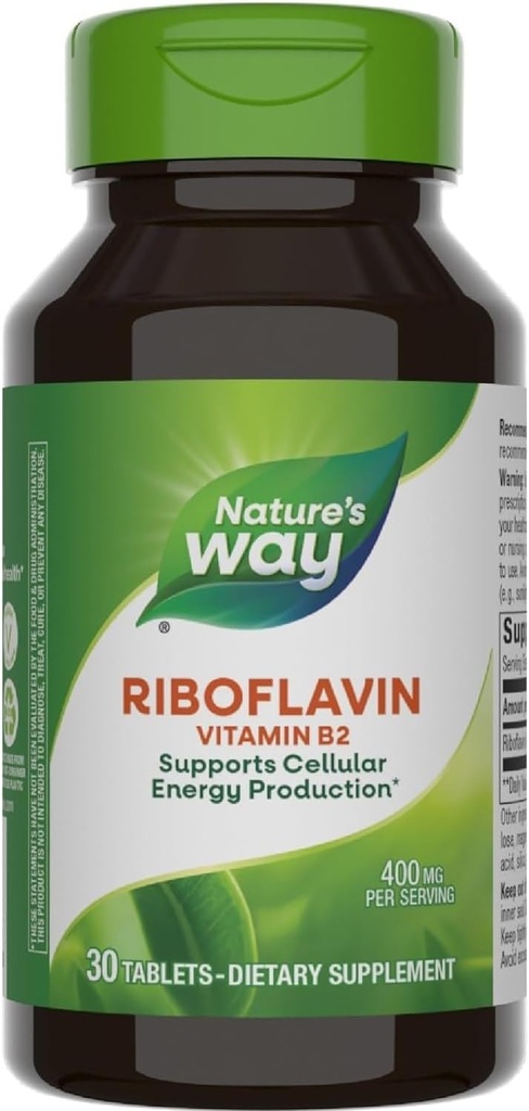 Nature's Way Riboflavin Vitamin B2, 400 mg pro Portion, Packung von 3