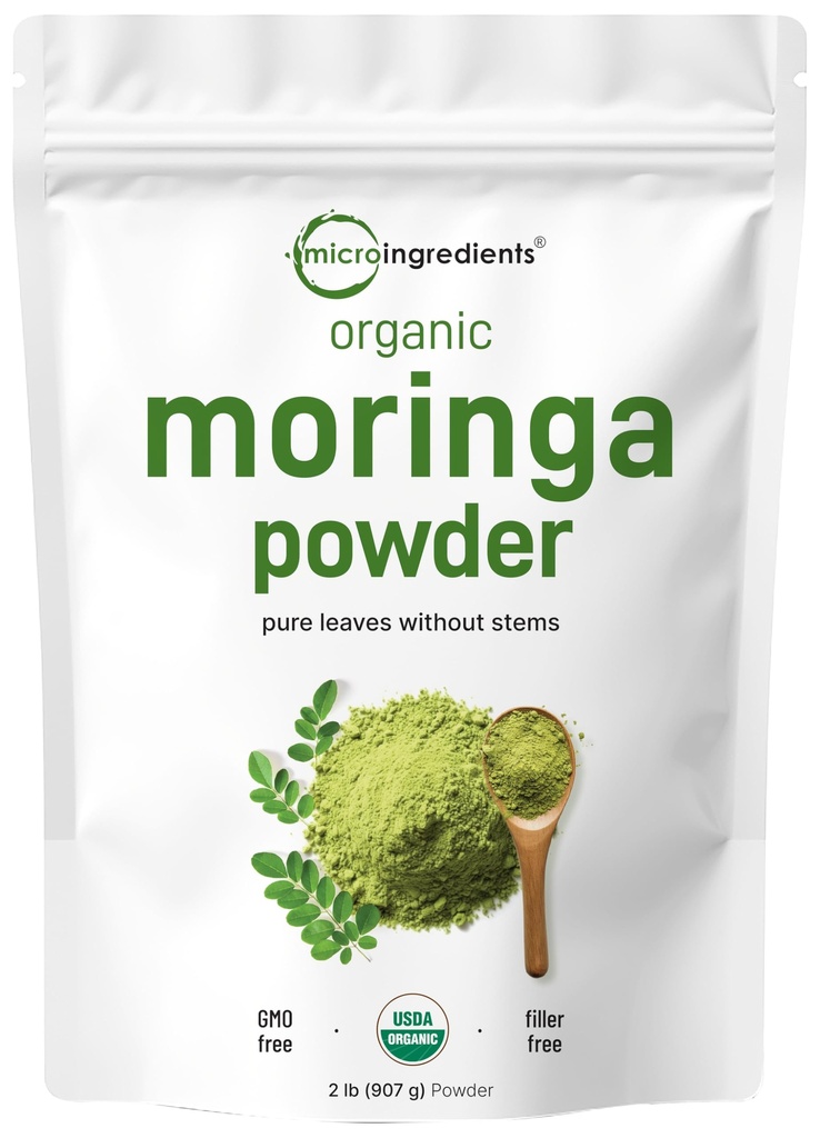 Bio Moringa Oleifera Blattpulver, 2 Pfund, Reich an Antioxidantien und Immun Vitamin, Great Superfoods für Moringa Tee, Moringa Drink, Indien Grown, Vegan