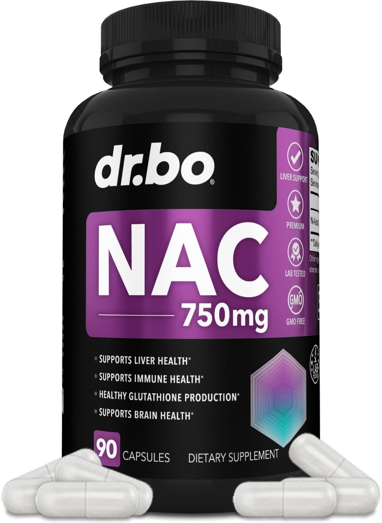 NAC Supplement N-Acetyl Cystein Pillen - 750mg N Acetyl Cystein Pure Vitamin Capsule - Daily Liver Support Formel für Lung Cleanse Health, Kidney Detox, Brain & Respiratory Supplements - 90 Kapseln