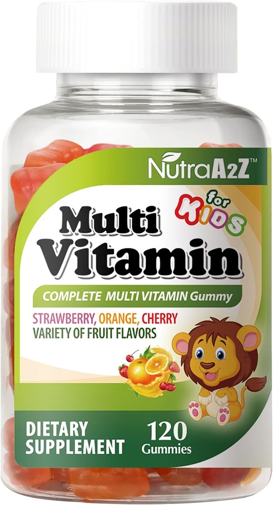 Multi Vitamin für Kinder - 120 Count Diät-Ergänzung |Variety Flavors of Fruity Deliciousness| Vitamine A, B6, B12, C, D und E, Zink, Folsäure, Biotin, Iodine, Choline & Calcium
