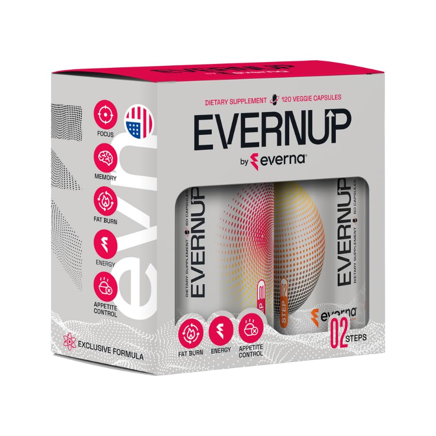 EVERNUP (2 Pack) Enhance Focus and Increase Energy - Capsimax, Green Tea Extract, CoQ10 - Exclusive Formula