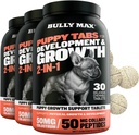 Bully Max 2-in-1 Welpen Vitamine - 30 Kautabletten für Wachstum und Entwicklung von Welpen - Multivitamin Treats & Essential Dog Supplements für kleine Hunde & Große Zucht Pups - 3 Flaschen