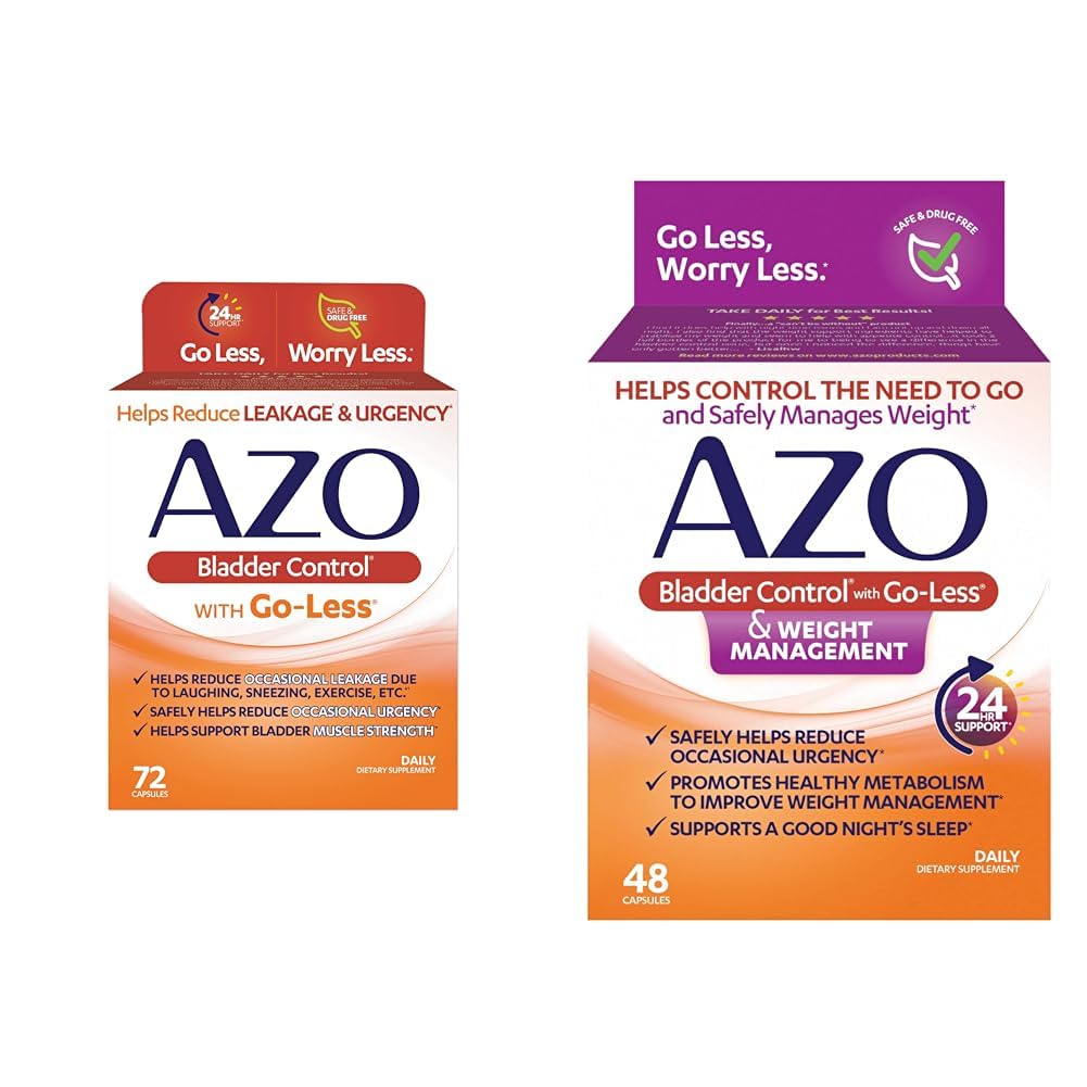 AZO Bladder Control mit Go-Less Tägliche Ergänzung & Gewicht-Management Nahrungsergänzung | Hilft, um okziale Kraft zu reduzieren*| 48 Kapseln