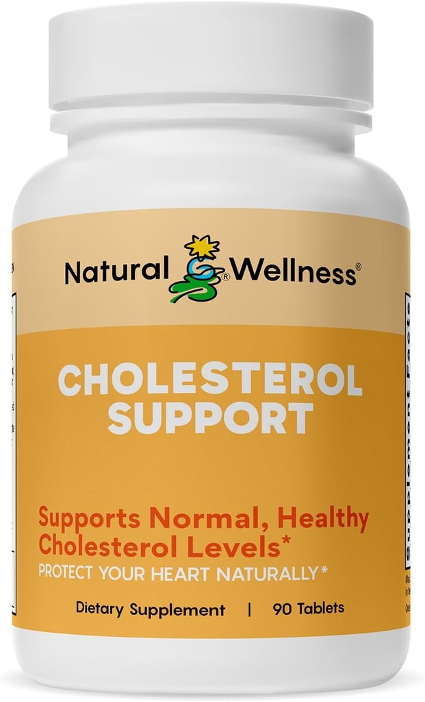Natürliche Wellness Cholesterin-Unterstützung – Kräuter- & Nährstoff-Ergänzung für gesunde Cholesterin-Level, Herzfunktion, Artery Health & Circulation – Herz-Kreislauf-Unterstützung Formel – 90 Tabletten
