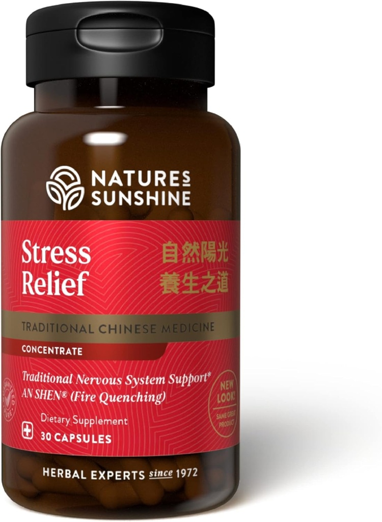 Natures's Sunshine Stress Relief, Chinesisches TCM Konzentrat, 30 Kapseln | Nourishes das Nervöse System, kann Gastric Function optimieren und unterstützt Circulatory Health