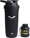 Smartshake DC Comic Bundle - Batman Protein Shaker Bottle – 900ml Lecksichere Edelstahl Wasser Shaker mit 50g Protein Pulver Speicher Funnel