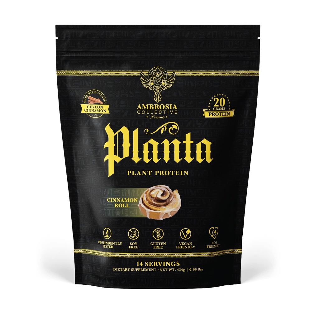 Ambrosia Planta - Premium Pflanzenbasiertes Protein | Vegan & Keto Friendly | Gourmet Flavors mit No Bloating or Stomach Upset | Gluten & Soy Free | Kein hinzugefügter Zucker | 14 Servierungen | (Cinnamon Roll)