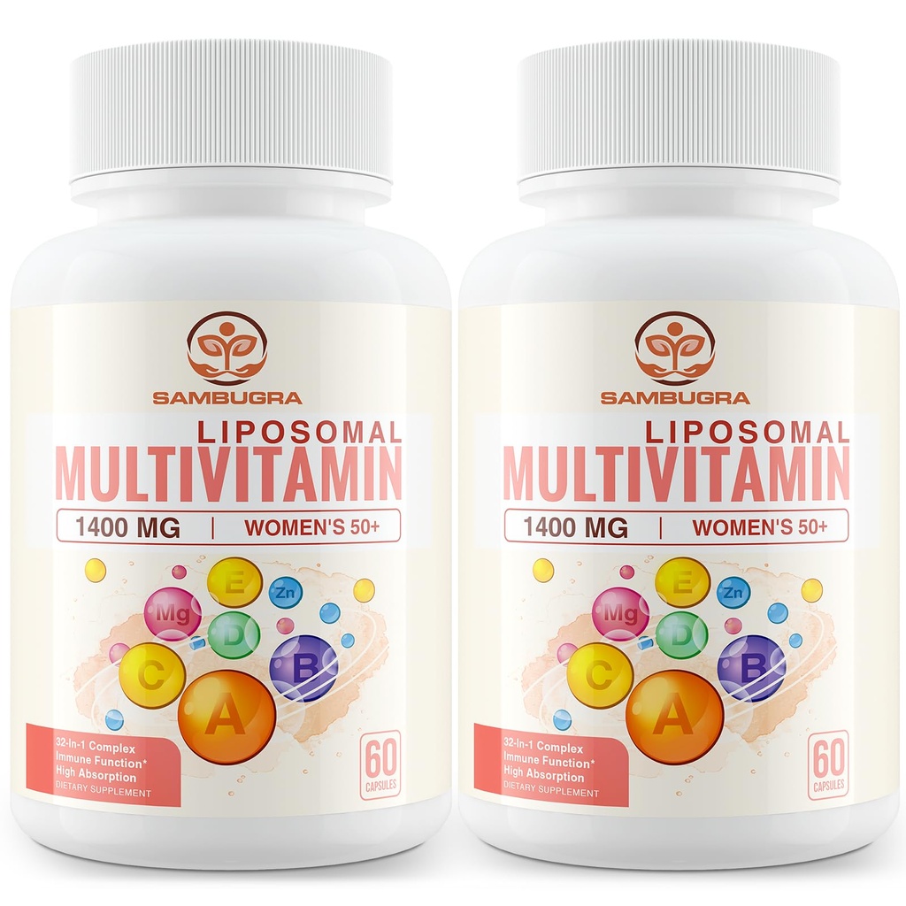 Liposomal Multivitamin für Frauen 50+ - Women Daily Multivitamin mit 32 Inhaltsstoffen, CoQ10, Vitamine C, B, D, E für Herz-Kreislauf- und Knochengesundheitsunterstützung - Iron-Free (120 Kapseln)