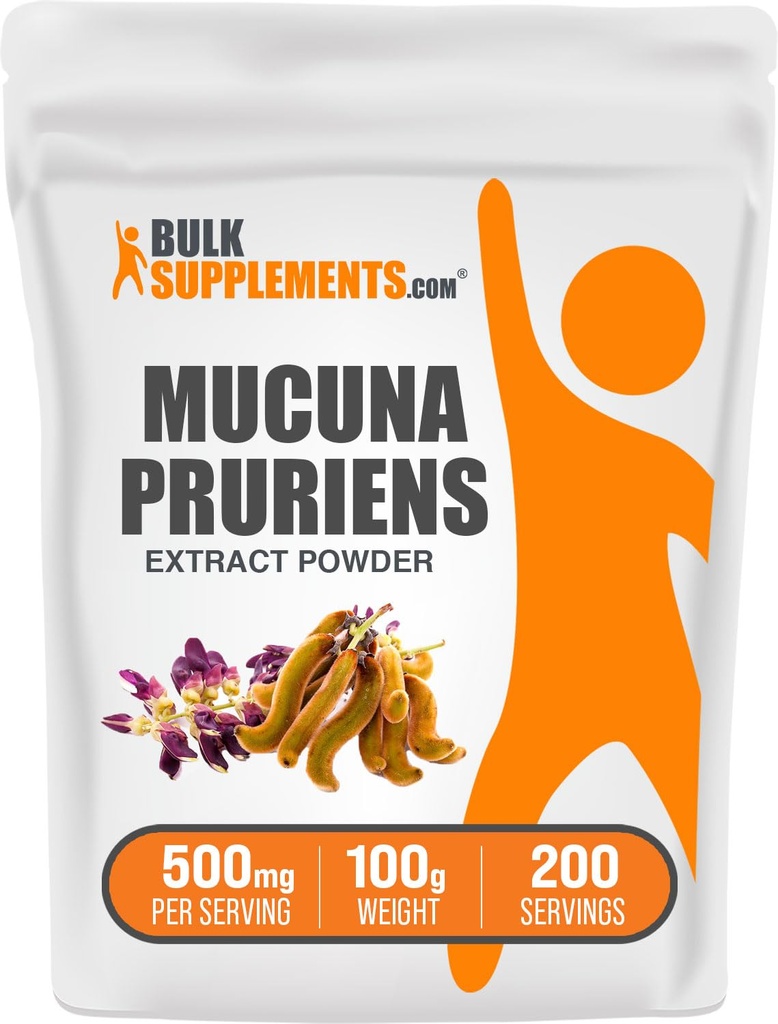 BulkSupplements.com Mucuna Pruriens Extract Powder - Mucuna Pruriens Supplements, Kräuterergänzung - Vegan & Glutenfrei, 500mg pro Servierung, 100g (3,5 oz) (Pack von 1)
