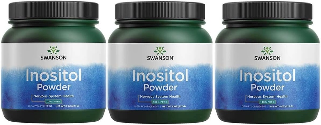 Swanson 100% reines Inositol Pulver - Natürliche Ergänzung Förderung Fokus & Entspannung - Nerve & Cellular Support - (8oz) 3 Pack