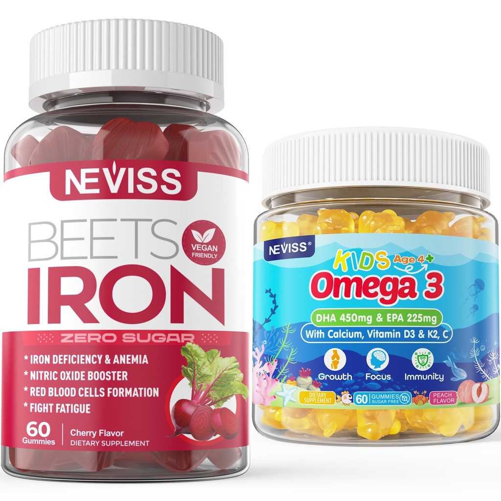 Iron Gummis 2 Pack + Kids Omega 3 Gummis 2 Pack