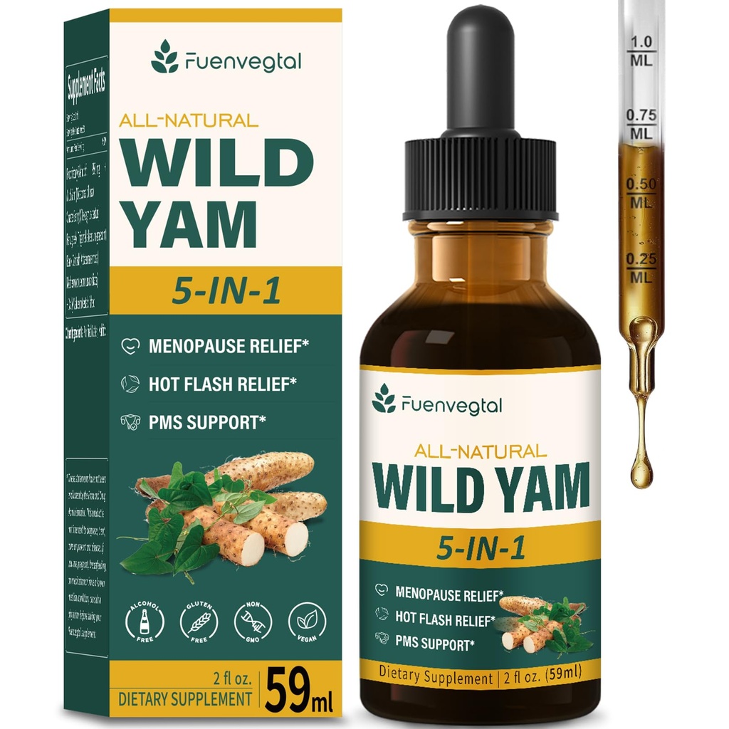 Wild Yam Root Extrakt Tropfen, Frauen Beilage mit Fenugreek & Mutterwort Kräuter für Menopause Relief & PMS Unterstützung. Fenogreco y Ñame Salvaje para la Menopausia. 2oz