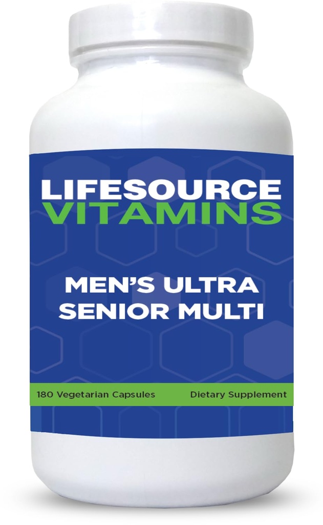 LifeSource Vitamins Men's Senior Multi - Vegetarian - Ein komplettes Multi für Männer 50 Yrs und mehr - 180 Kapseln- 60 Tage Versorgung