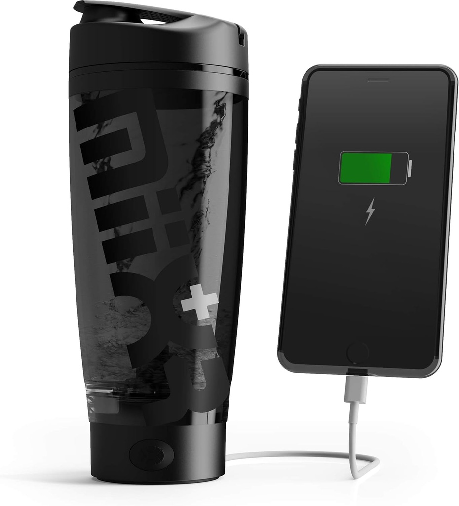 Promixx Charge Shaker Bottle (MiiXR+ Edition) | Geräteaufladung Vortex Mixer mit Zusatzlagerung und Easy-to-clean Tritan Cup (20oz | Stealth Black)