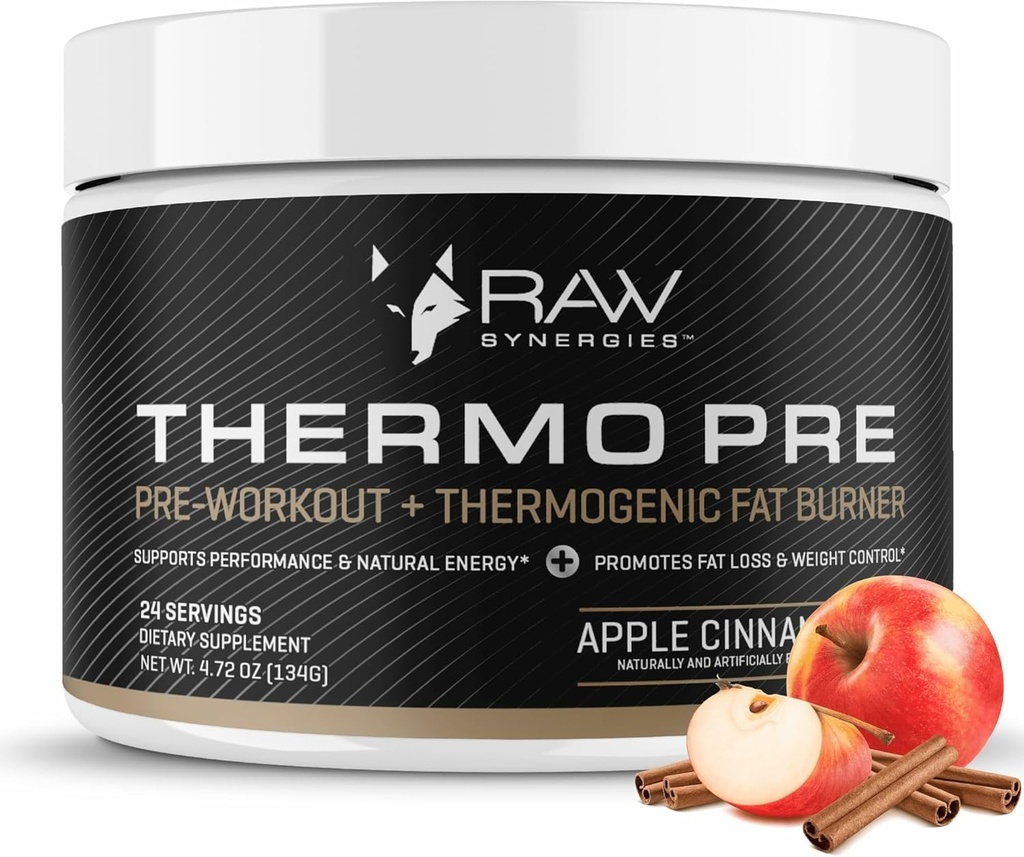 Thermo Pre - Fitness-Unterstützung für aktive Lebensstile - Vor-Workout Thermogenic & Metabolic-Unterstützung - Pflanzenbasierte, natürliche Inhaltsstoffe - Apple Cinnamon - 24 Servietten