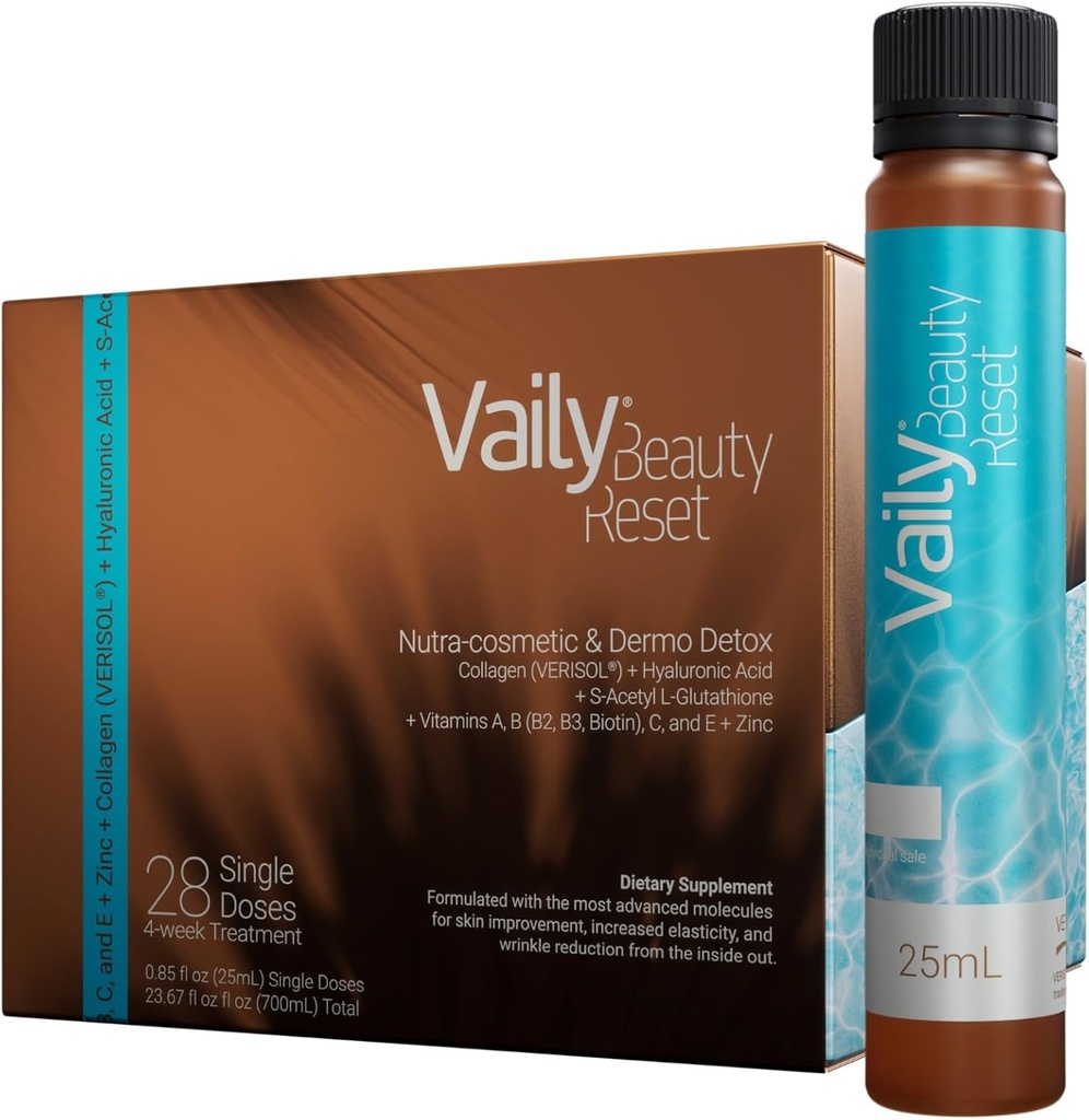 Beauty-Reset für Dermo-Detox - Flüssiges Kollagen-Ergänzungsgetränk für Frauen und Männer mit Hyaluronsäure, L-Glutathione, Biotin, Vitamine und Zink für Haut zu bekämpfen Cellulite & Falten - 23.67 Fl oz