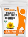 BulkSupplements.com Organic Sunflower Lecithin Powder - Sunflower Lecithin Supplement, Nutritional Supplement, Food Grade - Vegan & Gluten Free, 2.4g pro Servierung, 500g (1.1 lbs) (Pack von 1)