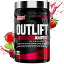 OUTLIFT Amped Max Dosed HIGH STIM Pre Workout Powder, 6G Citrulline, 3.2G Beta Alanine, Alpha GPC, CognatiQ, Extreme Energy, Massive Pumps, Stärke, Elektrolyte, Nootropics, Fruit Punch, 22 Servierungen