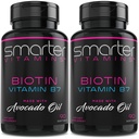 (2 Pack) Smarter Biotin 5000mcg in Avocado Öl, Vitamin B7, Non-GMO, 90 Mini Liquid Softgels, No Soy