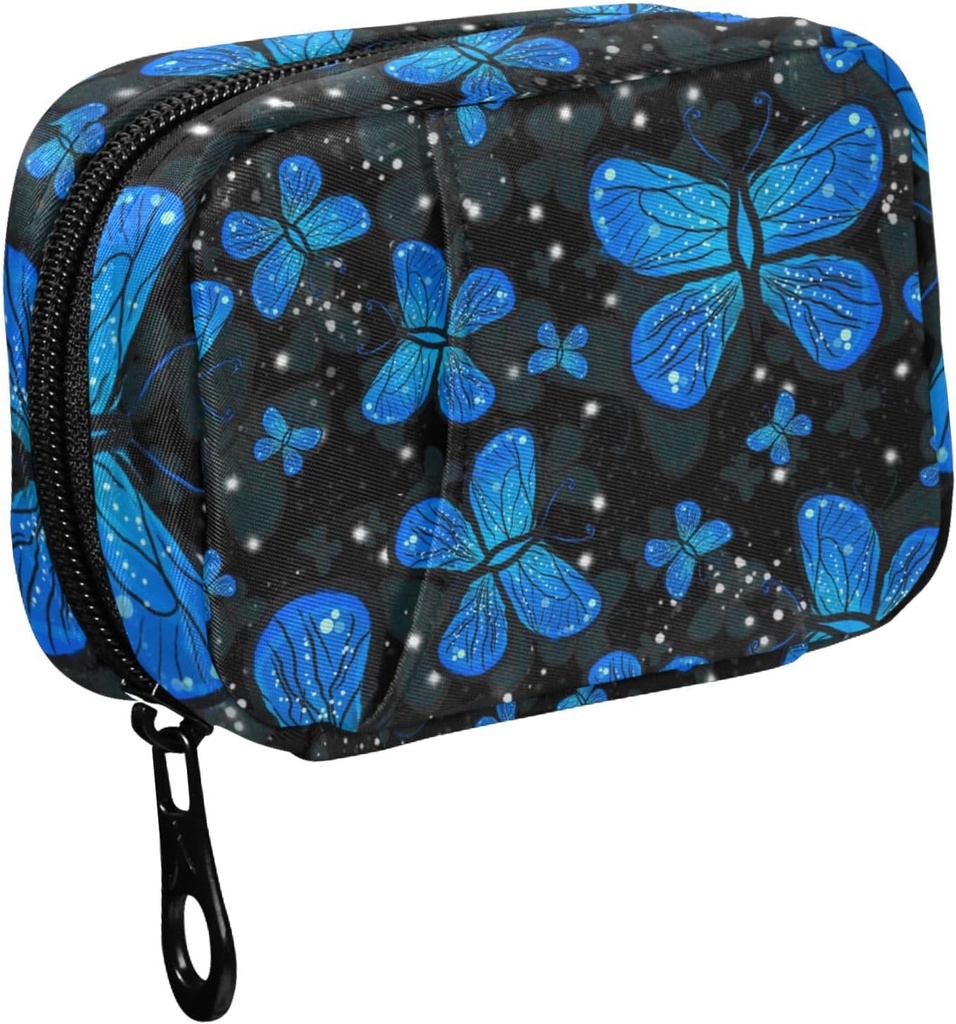 Fustylead Blaue Schmetterling mit Nacht Gradient Farbe Pille Organizer 2 mal ein Tag Pille Case Bag mit Reißverschluss Portable Weekly Pill Dispensers für Vitamin Supplement