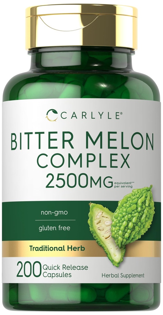 Carlyle Bitter Melon Kapseln 2500 mg | 200 Count | Non-GMO & Gluten Free Extract | Complex Supplement