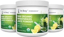 Dr. Berg's Raw Wheatgrass Juice Powder (60 Servierungen) - USDA Certified Organic Wheatgrass Powder w/ Chlorophyll, Trace Minerals & Natural Enzymes - Ultra-Concentrated - Lemon Flavor w/ Stevia 3 Pack