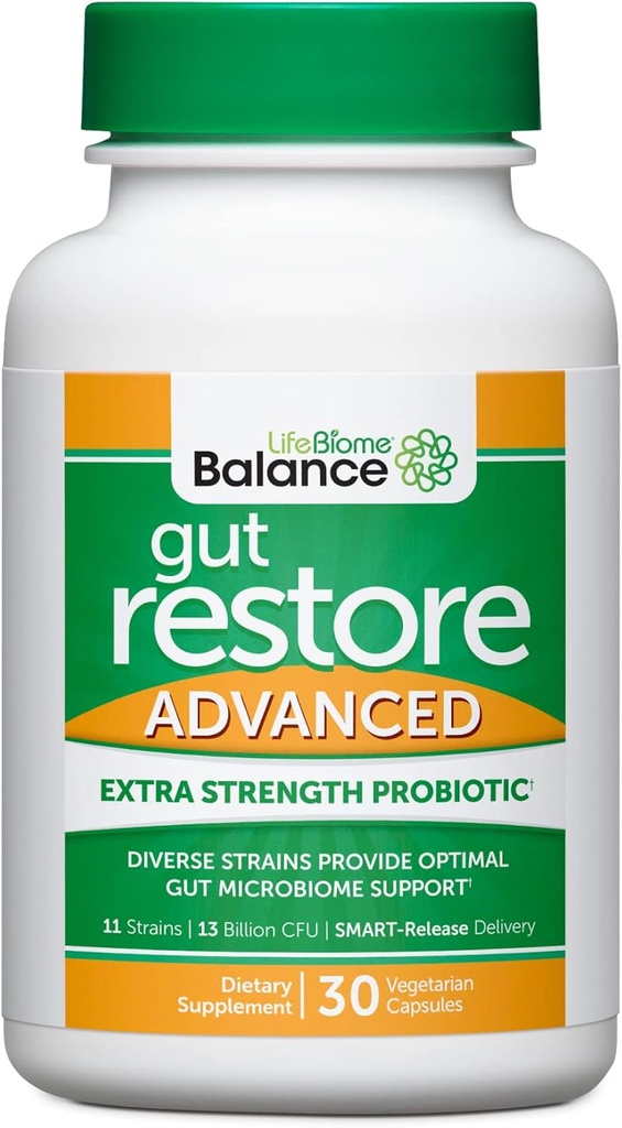 Dr. Drew Sinatras LifeBiome Gut Restore Advanced, Maximum Strength Microbiome Probiotic mit Fermented Botanicals, 11 Multi Strains, 30 Einmal-Daily Capsules, Vegetarisch, Soy-, Dairy- und Glutenfrei