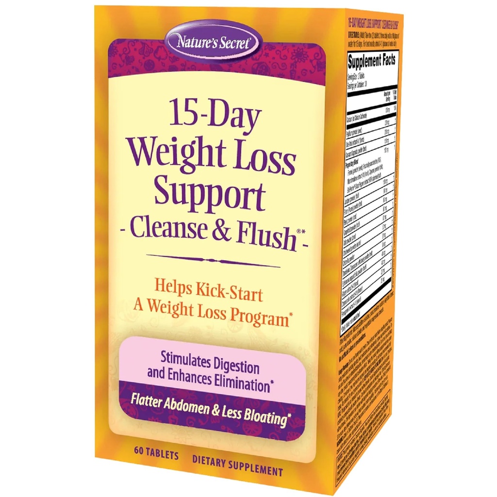 Nature's Secret 15-Day Weight Loss Support & Natural Energy Boost - Cleanse & Flush stimuliert Verdauung, verbessert Toxin Elimination & Reduzierte Bloating mit heilenden Kräutern & Probiotika - 60 Tabletten
