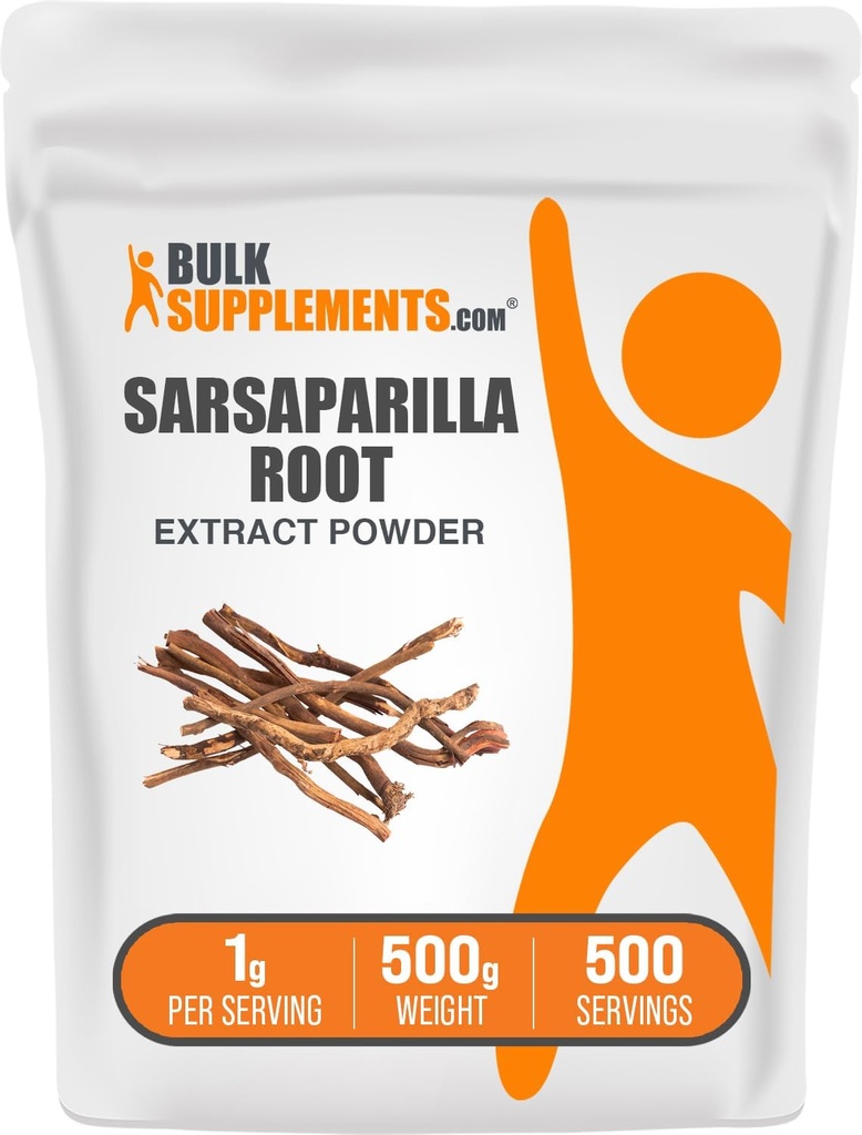BulkSupplements.com Sarsaparilla Root Extract Powder - Sarsaparilla Supplement, Smilax Sarsaparilla Root - Herbal & Glutenfrei, 1g pro Servierung, 500g (1.1 lbs) (Pack von 1)