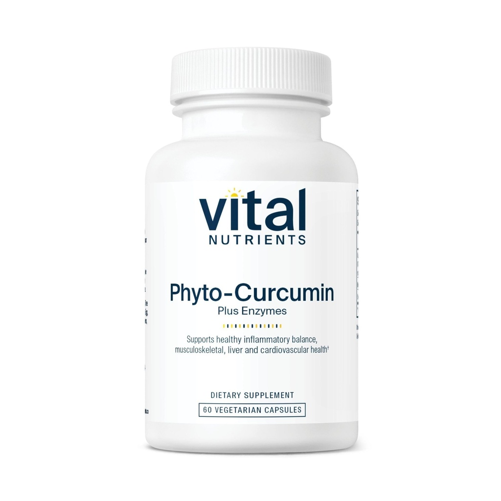 Vital Nährstoffe Phyto-Curcumin Plus Enzyme | Curcumin Ergänzungen mit Phytosome Extract | Unterstützung für Muskel, Knochen, Leber und Herz Gesundheit* | Gluten, Dairy, Soy Free | 60 Kapseln