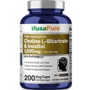 NusaPure Choline & Inositol 1000mg - 200 Veggie Caps (100% Vegetarisch, Non-GMO) Bioperine