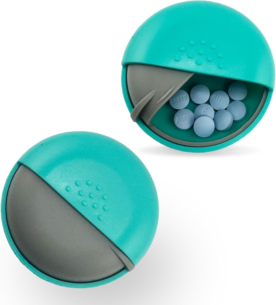 Round Travel Pill Organizer - Portable Small Pill Box für Geldbeutel - Kompakter, Leck-Proof-Medizinbehälter für Pillen, Vitamine, Fischöl, Beilagen - BPA-frei, langlebiges Design, 2.75" (blau)