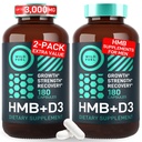 HMB and Vitamin D3 Supplement Capsules - B-Hydroxy B-Methylbutyrate 1,000-3,000 MG HMB Supplements with Vitamin D3 - Muscle Growth, Strength, Performance, Pre-Workout, Muscle Recovery - 360 Caps