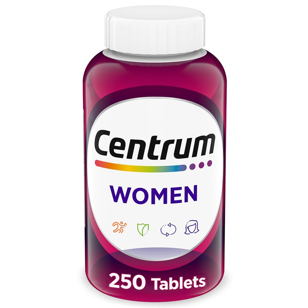 Centrum Multivitamin für Frauen, Multimineral Supplement mit Eisen, Vitamin D3, B Vitamine und Antioxidantien Vitamine C und E, Glutenfrei, Non-GMO Zutaten - 250 Count