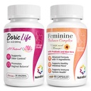 NutraBlast Borsäure Vaginal Suppositorien 600mg (30 Zähler) Bundle mit Feminine Balance Complex (60 Kapseln) | Vaginal Detox & Cleanse | Unterstützt gesundes Darm Flora & Immunsystem